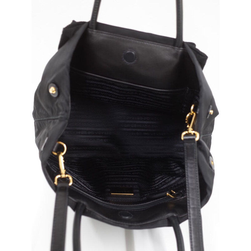 PRADA Ribbon Tessuto Fiocco Bow Handbag Shoulder Bag Black - Picture 3 of 5